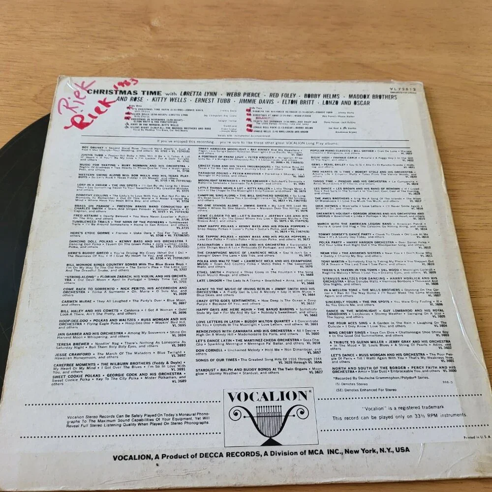 CHRISTMAS TIME With Jimmie Davis Loretta Lynn LP 1967 Decca Records VL 73812 LP2 - Picture 2 of 7